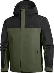 [Pioneer Camp] Mens Rain Jacket Waterproof Shell Jacket Hooded Lightweight Rain Coat for Outdoor Hiking 4 Pockets Windbreaker
