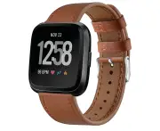 For Fitbit Versa 2 / Fitbit Versa / Fitbit Versa Lite Leather Strap with Round Tail Buckle(Brown)