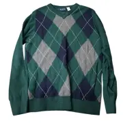NEW Classic THE CHILDREN’S PLACE Sz 7/8 V- neck Argyle Sweater Green Navy Gray