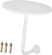 Perfk Metal Bar Table Round Table Modern Wall Mounted Versatile Coffee Desk Small Side Desk for Living Room Balcony Bedside, White