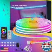 Ledagic 65.6ft RGB LED Neon Rope Lights with App, Remote Control, IP65 Waterp