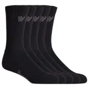 5 x Mens Hard Yakka Crew Work Black Workwear Socks Shoe Size 7-12