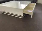 Coffee Table, Large, White, Glass Top with Drawers - New