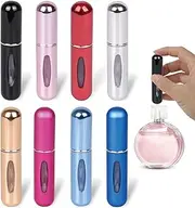 Perfume Bottle, Pack of 8 Perfume Atomisers 5 ml, Mini Aluminium Perfume Travel Bottle in 8 Colours, Refillable Perfume Atomiser for On the Go for Travel Office Handbag