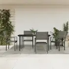 5 Piece Garden Dining Set Black Steel Textilene Outdoor Furniture Patio Ta 00738