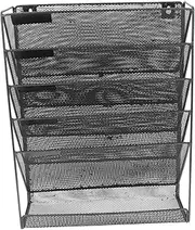 SEWACC File Rack Desktop Bookshelf Pocket Desktop Bookcase Monitor Wicker Wall Organizers and Storage Mural Supplies Hanging Wall File Organizer Stand Office Wall Organizer Black Metal
