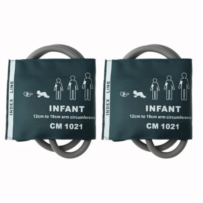 2Pcs Double-Tube Blood Pressure Cuff Fit Baby/Infant Patient Moniters 7.2 x 13cm