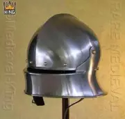 18 Gauge SCA LARP Medieval Knight Wearable German Sallet helmet Replica