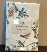 Benson Mills Chic Blooms Tablecloth New Floral Birds Spring Summer 60”x84”