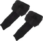 [ANDRESLAD] Wool Sleeves Fingerless Gloves for Women Faux Fur for Arms Winter Arm Warmers Coat Wrist Warmers Wrist for Sweater Wrist Warmers Women Mittens Dark Grey Acrylic