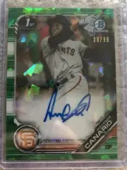 ALEXANDER CANARIO 2019 Bowman Chrome Green Atomic Auto Autograph 38/99 Giants