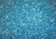 Vintage Clear Baby Blue Silver Lined Glass Bugle Beads 4 BPI