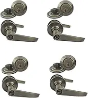 NU-Set 4 x (T-E-5-3 + 70053) KA Tustin 4 Sets keyed Alike Door Lever Lock and Single Cylinder deadbolt, Antique Brass