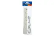 The Brute Power Co Board 6 way 1m Cord Cable Socket 10A Outlet Strip Switch WHT