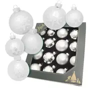 Silver snowflake glass bauble set
