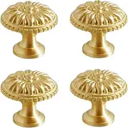 Cabinet Knobs Handles 4 Pack Bedside Table Shoe Cabinet Drawer Door Handle Brass Wardrobe Door Handle-Single Hole