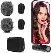 Movo DoubleMic-DI Dual Capsule Microphone for iPhone- Two-Sided Cardioid Condenser iPhone Microphone for Video Recording- Professional Microphone for iPhone, iPad, iOS- Apple Lightning MFi Certified