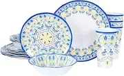 DAPOTO Melamine Dinnerware Set for 4-16 Pcs:Camping Dishes Set with Dinner Plates,Salad Plates, Bowls and Cups.Lightweight and Unbreakable.Indoor and Outdoor Use.