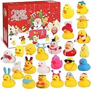 Advent Calendar 2024,Christmas 24 Days Countdown Advent Calendar with 24 Rubber Ducks Fun Toys for Boys, Girls, Kids and Toddlers, Christmas Decoration Party Favor Xmas Gifts (C Set)