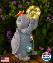 Acgarten Solar Turtle Garden Statue Decor: Outdoor Sculpture Art Ornament for