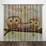Exquisite Bedroom Blackout Curtains, Cartoon Animal owl Cute 110x102 Inch Heat Insulation Blackout Children's Curtains,3D lackout Curtains, Suitable for Living Room Bedroom Childre