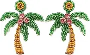 [eartif] Coconut Palm Tree Dangle Earring Summer Holiday Hawaii Gift Beach Theme Jewelry handmade beaded jewelry Gifts Funny Earrings