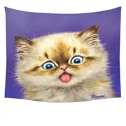 Funny Fool Face Kitten Cat with Tongue Out Tapestry