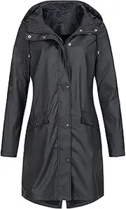 [Qolkmuiy-GJ] Womens Lightweight Hooded Outdoor Jacket Casual Mid Length Drawstring Windbreaker Climbing Hoodiestrench Coats
