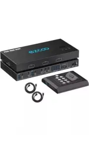 4K@60Hz HDMI 2.0 Dual Monitor KVM Switch 2x1 for 2PC Share 2Displays And 4USB3.0