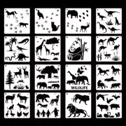 16Pcs Cartoon Wild Animal Painting Stencils Reusable for DIY Craft Art Drawing