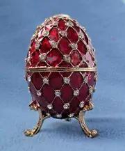 Enameled Faberge Egg Hinged Erring/Trinket Box