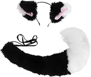 Baluue 1Set Plush Fox Ears and Tail Costume Accessories for Halloween Cosplay Events and Parties Decorative Hair Hoop and Simulation Tail