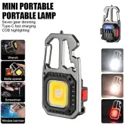 Mini COB LED Flashlight Bright Rechargeable Keychain Light Small Torch 8 Mode