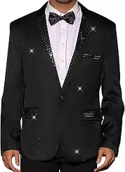 [Lars Amadeus] Sequin Blazers for Men's Notched Lapel Party Costume Shiny Sports Coats