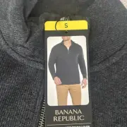 Banana Republic Men's Waffle Quarter Zip Pullover, Black, Size Small NWT
