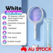 Rotating Head Electric Fly Swatter Bug Trap Mosquito Zapper Telescopic Extension
