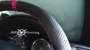 FOR 95+ RENAULT MEGANE I PERFORATED LEATHER STEERING WHEEL COVER +HOT PINK STRAP