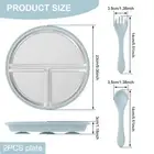 2Pcs Stainless Steel Kids Divided Plate with Silicone Suction Non Slip wuOsH