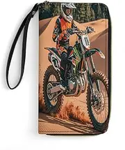 [BFGWK] Large Wallet Novelty Limited Sport Motocross Printing Long Wallet With Zipper Leather Wallet Suitable For Both Men And Women, style, 19.7x10.5cm, Style, 19.7x10.5cm, 现代