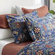Venetian Damask Bohemian Paisley Duvet Cover Set Boho Chic Watercolor Medallion 400TC Egyptian Cotton Sateen Luxury Style Bed Linen (Spanish Tile, Queen)