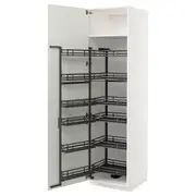 METOD high cabinet with pull-out larder, white/Bodbyn off-white, 60x60x220 cm