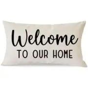 Decorative Throw Pillow Covers 12x20 Inch Welcome to Our Home Outdoor Natural