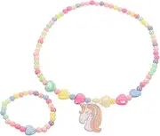 [GLSTOY] 1 Set Unicorn Jewelry for Cute Beaded Necklace Bracelet Kit Lightweight and Comfortable for Birthday Parties and Themed Events Decorative Little
