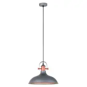 NARVIK Pendant Lamp Light Interior ES Matte Grey Dome with Copper Highlight OD360mm