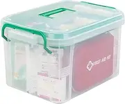 Callyne 1 Pack Clear Plastic Family First Aid Box, Emergency Medical Storage Box Kit
