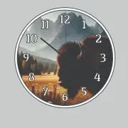 Yellowstone Buffalo Wild Life Wall Clock A Fun Old West City Skyline Western Art