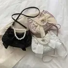 Large Capacity Fashionable Pearl Armpit Bag Retro Shopping Bags Bow Handbag