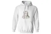 Sir Isaac Newton Portrait Art Science Mens White Hoodie Hooded Sweat Sweater