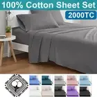 2000TC Cotton Bed Sheet Set Fuzzy Feeling Flat Fitted Sheet Single Queen King WM
