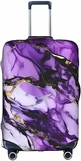 [Pvinnk] purple marble Print Protective Luggage Cover Elastic Washable Suitcase Protector Travel Gear Protector, White, Medium